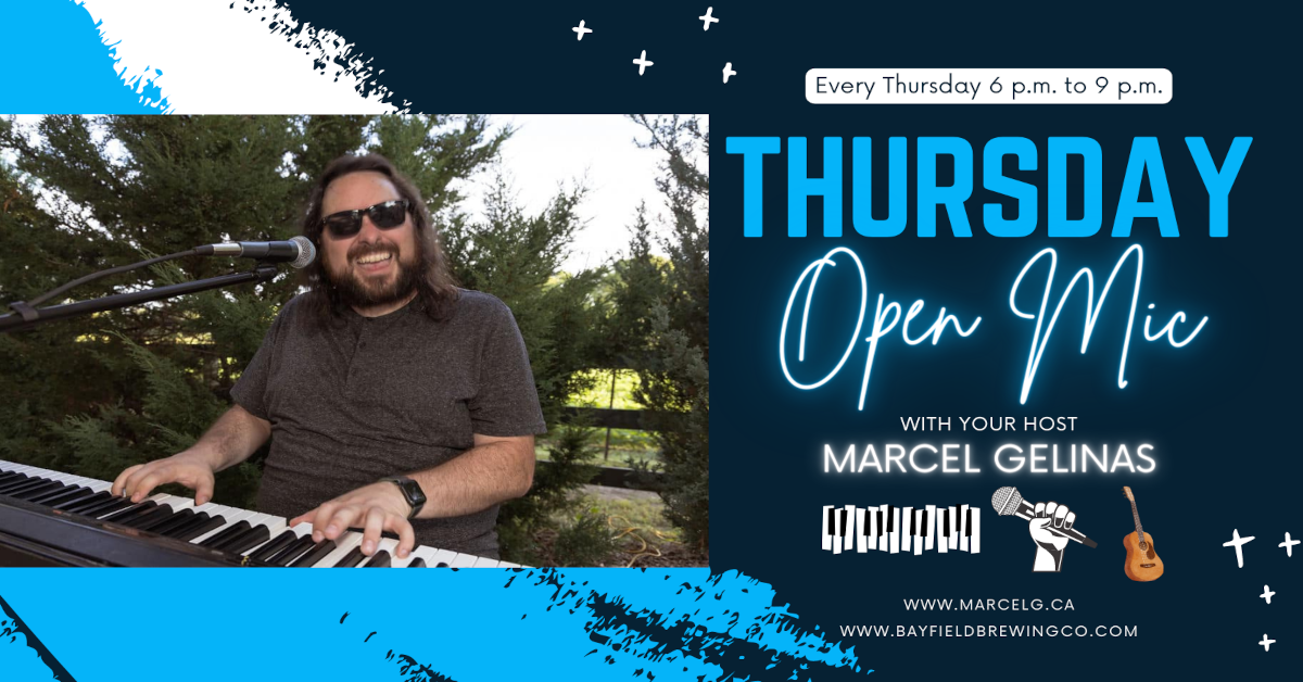 Open Mic with Marcel at Bayfield Brewing Company every Thursday 6 p.m. to 9 p.m.